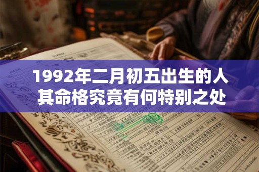 1992年二月初五出生的人 其命格究竟有何特别之处