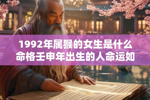 1992年属猴的女生是什么命格壬申年出生的人命运如何