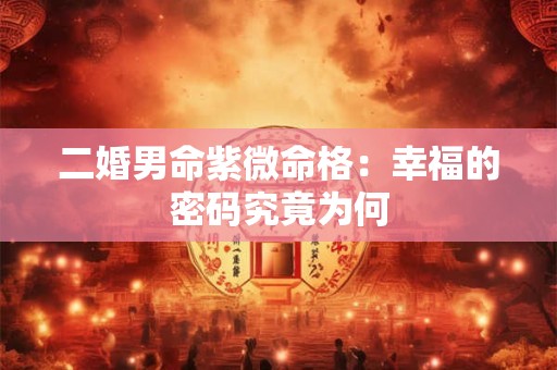 二婚男命紫微命格：幸福的密码究竟为何