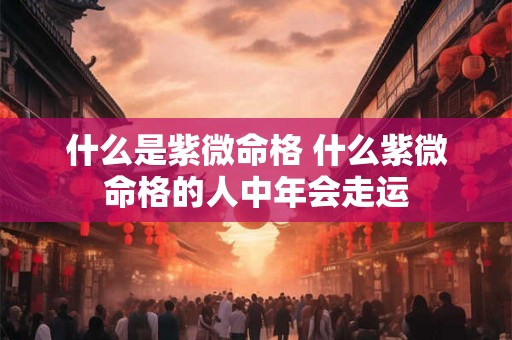 什么是紫微命格 什么紫微命格的人中年会走运