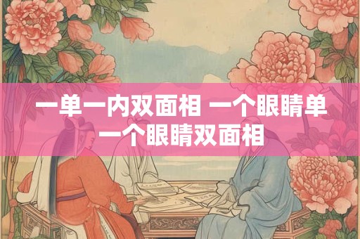 一单一内双面相 一个眼睛单一个眼睛双面相