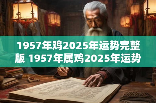 1957年鸡2025年运势完整版 1957年属鸡2025年运势及运程每月运程