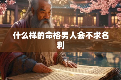 什么样的命格男人会不求名利