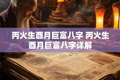丙火生酉月巨富八字 丙火生酉月巨富八字详解
