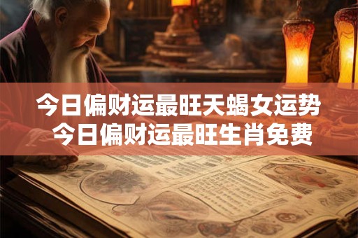今日偏财运最旺天蝎女运势 今日偏财运最旺生肖免费