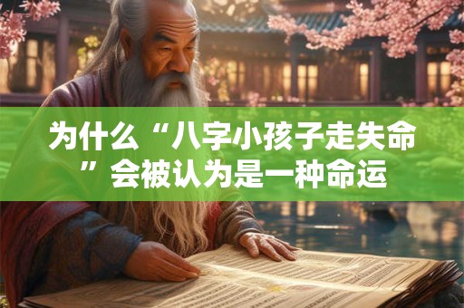 为什么“八字小孩子走失命”会被认为是一种命运