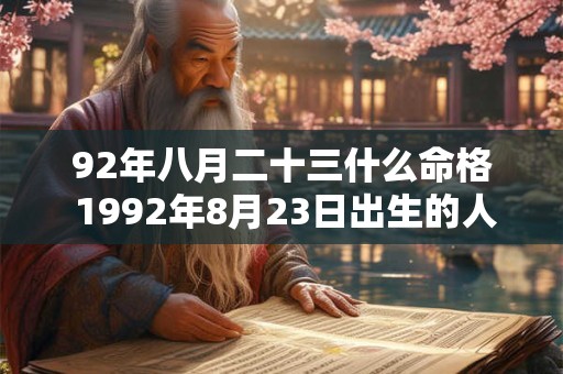 92年八月二十三什么命格 1992年8月23日出生的人命运