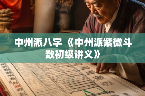 中州派八字 《中州派紫微斗数初级讲义》
