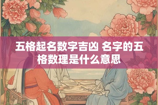 五格起名数字吉凶 名字的五格数理是什么意思