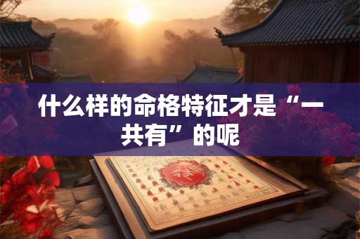 什么样的命格特征才是“一共有”的呢