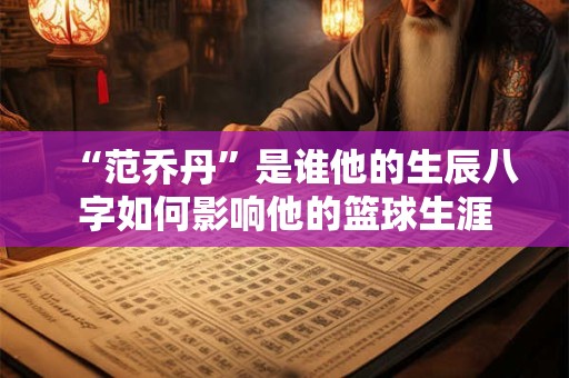 “范乔丹”是谁他的生辰八字如何影响他的篮球生涯
