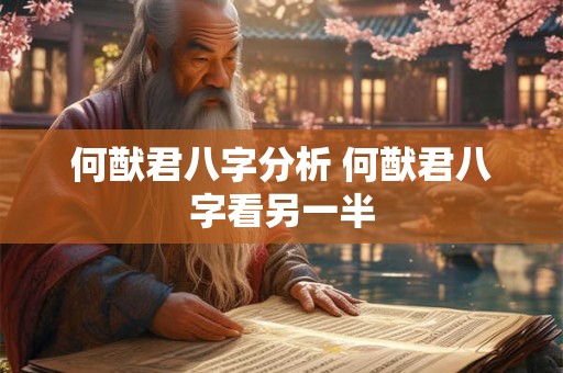 何猷君八字分析 何猷君八字看另一半