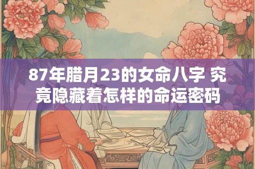 87年腊月23的女命八字 究竟隐藏着怎样的命运密码
