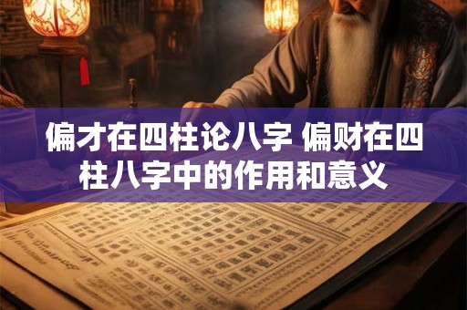 偏才在四柱论八字 偏财在四柱八字中的作用和意义