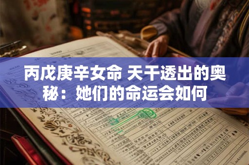 丙戊庚辛女命 天干透出的奥秘：她们的命运会如何