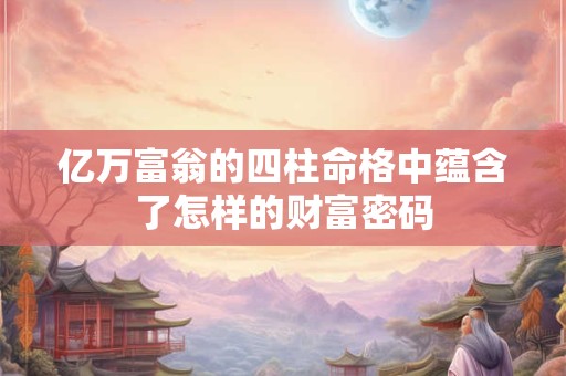亿万富翁的四柱命格中蕴含了怎样的财富密码
