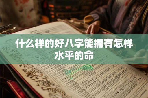 什么样的好八字能拥有怎样水平的命