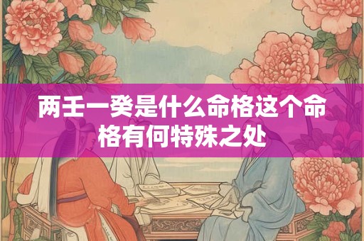 两壬一癸是什么命格这个命格有何特殊之处