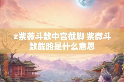 z紫薇斗数中宫截脚 紫微斗数截路是什么意思