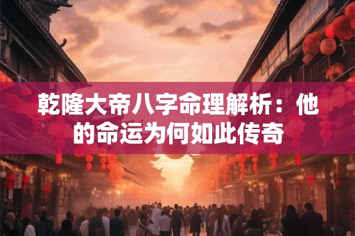 乾隆大帝八字命理解析：他的命运为何如此传奇