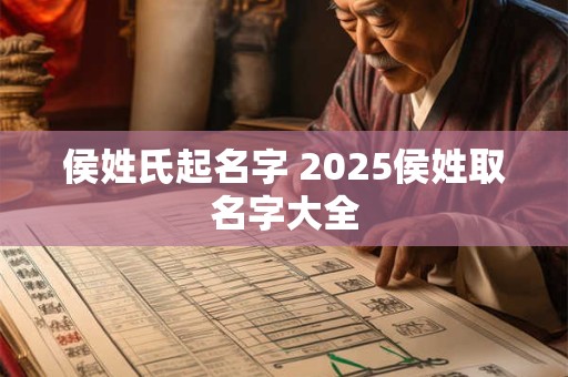 侯姓氏起名字 2025侯姓取名字大全