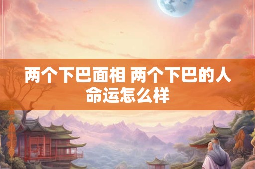 两个下巴面相 两个下巴的人命运怎么样