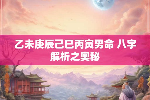 乙未庚辰己巳丙寅男命 八字解析之奥秘