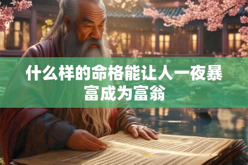 什么样的命格能让人一夜暴富成为富翁