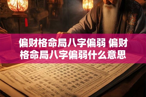 偏财格命局八字偏弱 偏财格命局八字偏弱什么意思