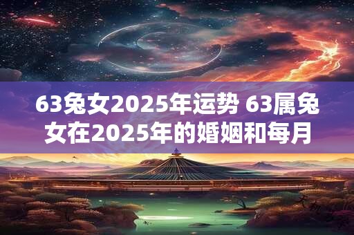 63兔女2025年运势 63属兔女在2025年的婚姻和每月运程