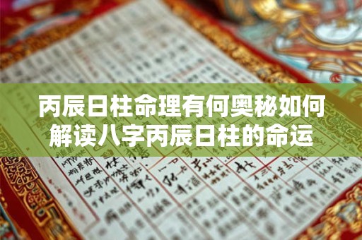 丙辰日柱命理有何奥秘如何解读八字丙辰日柱的命运 丙辰日柱命理有何奥秘如何解读八字丙辰日柱的命运