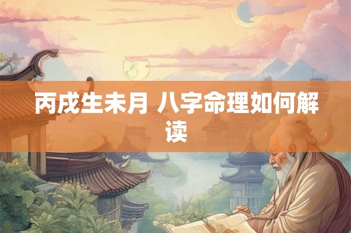 丙戌生未月 八字命理如何解读
