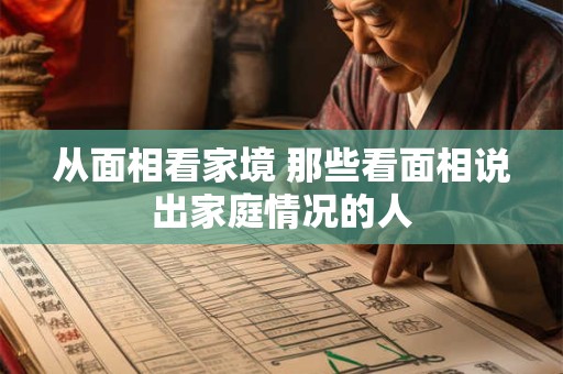 从面相看家境 那些看面相说出家庭情况的人