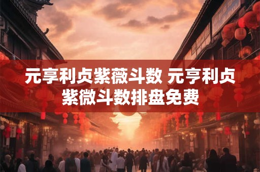 元享利贞紫薇斗数 元亨利贞紫微斗数排盘免费