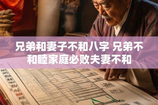 兄弟和妻子不和八字 兄弟不和睦家庭必败夫妻不和