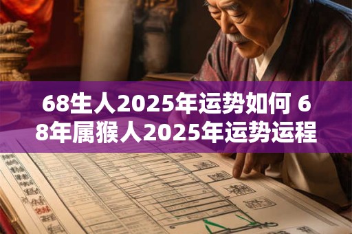 详细阅读:68生人2025年运势如何 68年属猴人2025年运势运程每月运程 68生人2025年运势如何 68年属猴人2025年运势运程每月运程