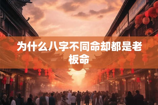 为什么八字不同命却都是老板命