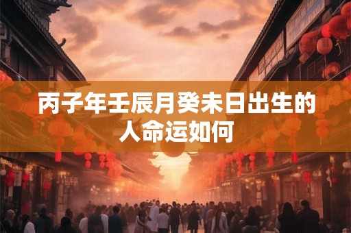 丙子年壬辰月癸未日出生的人命运如何