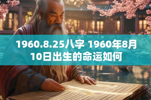 1960.8.25八字 1960年8月10日出生的命运如何