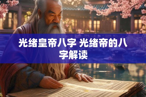 光绪皇帝八字 光绪帝的八字解读