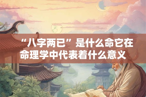 “八字两已”是什么命它在命理学中代表着什么意义