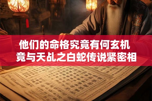 他们的命格究竟有何玄机 竟与天乩之白蛇传说紧密相连
