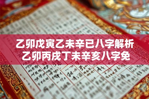 乙卯戊寅乙未辛已八字解析 乙卯丙戌丁未辛亥八字免费算命