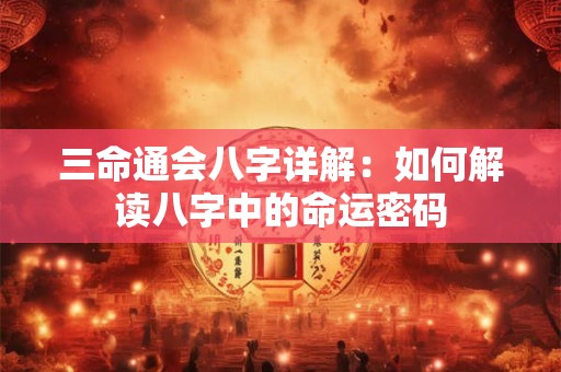 三命通会八字详解：如何解读八字中的命运密码