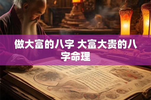 做大富的八字 大富大贵的八字命理