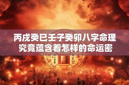 丙戌癸巳壬子癸卯八字命理 究竟蕴含着怎样的命运密码