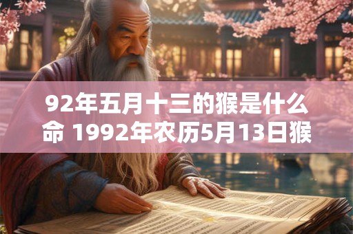 92年五月十三的猴是什么命 1992年农历5月13日猴的命运如何