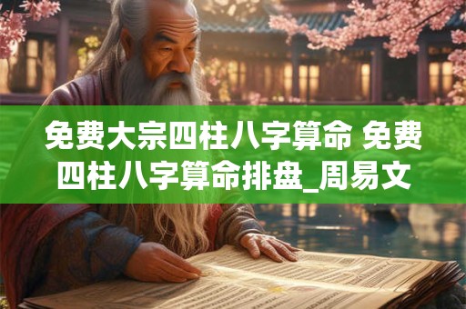 免费大宗四柱八字算命 免费四柱八字算命排盘_周易文化