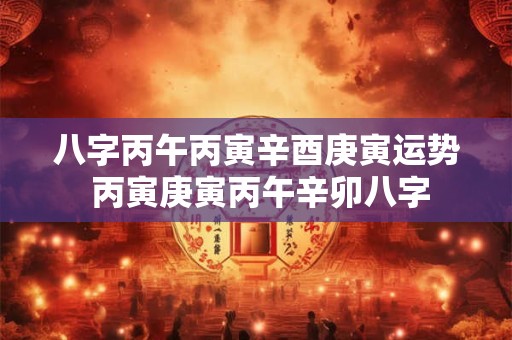 八字丙午丙寅辛酉庚寅运势 丙寅庚寅丙午辛卯八字
