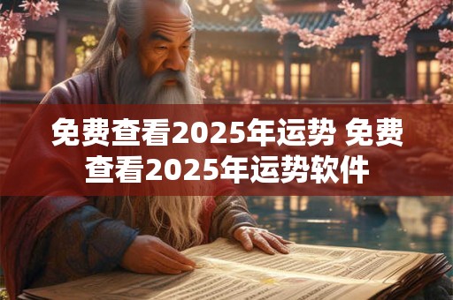 免费查看2025年运势 免费查看2025年运势软件